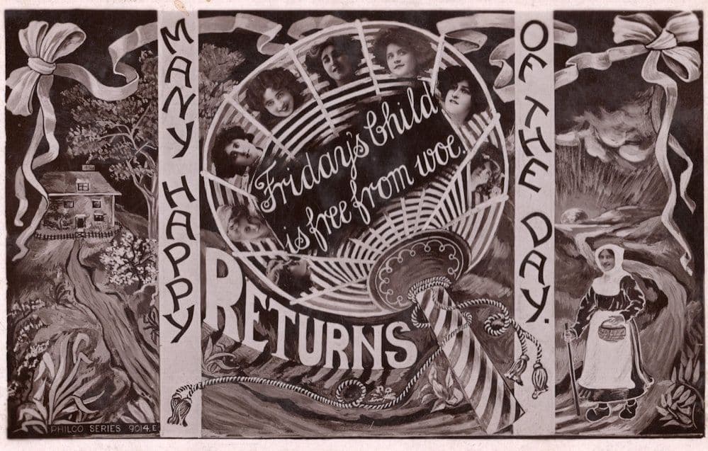 Fridays Child Is Free From Woe Electric Fan Theatre Actress Old Postcard