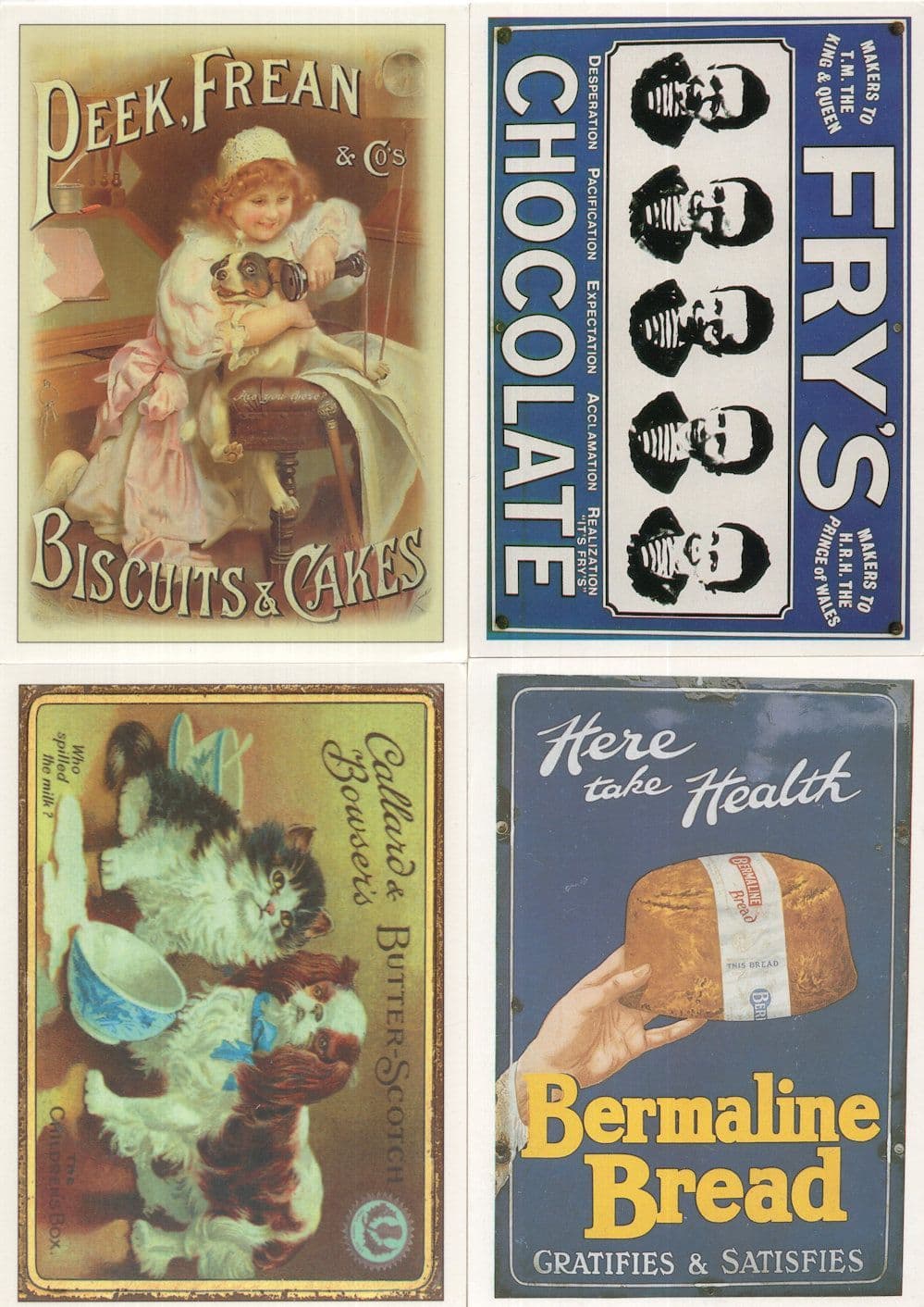 Frys Chocolate Butterscotch Bermaline Bread 4x Advertising Postcard s