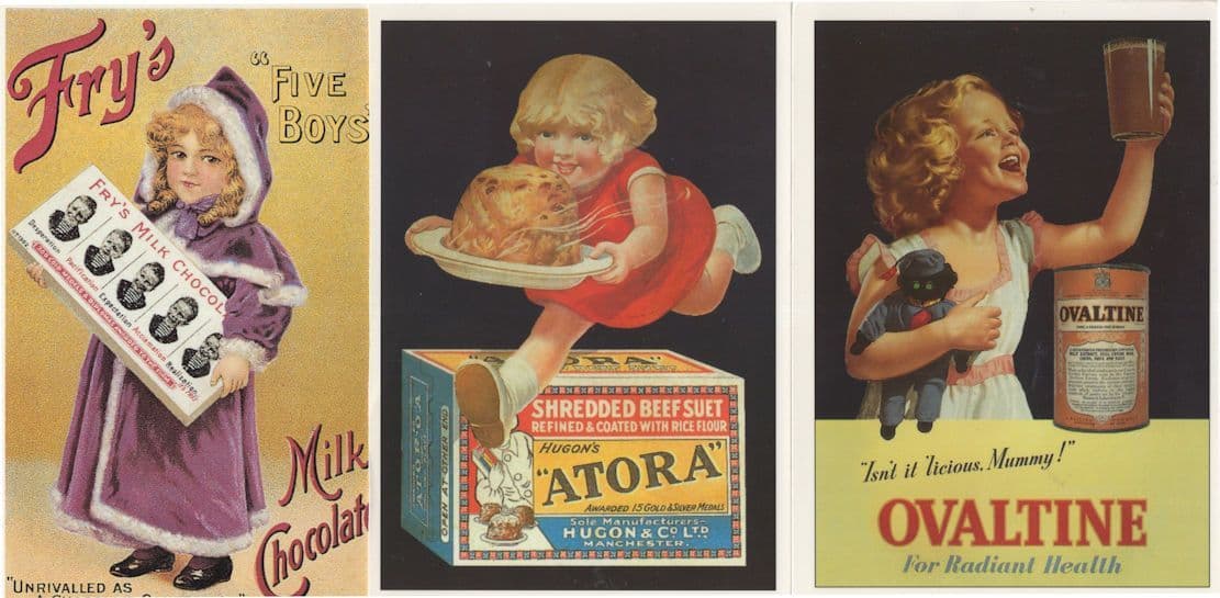 Frys Chocolate Ovaltine Atora 3x Children Advertising Postcard s