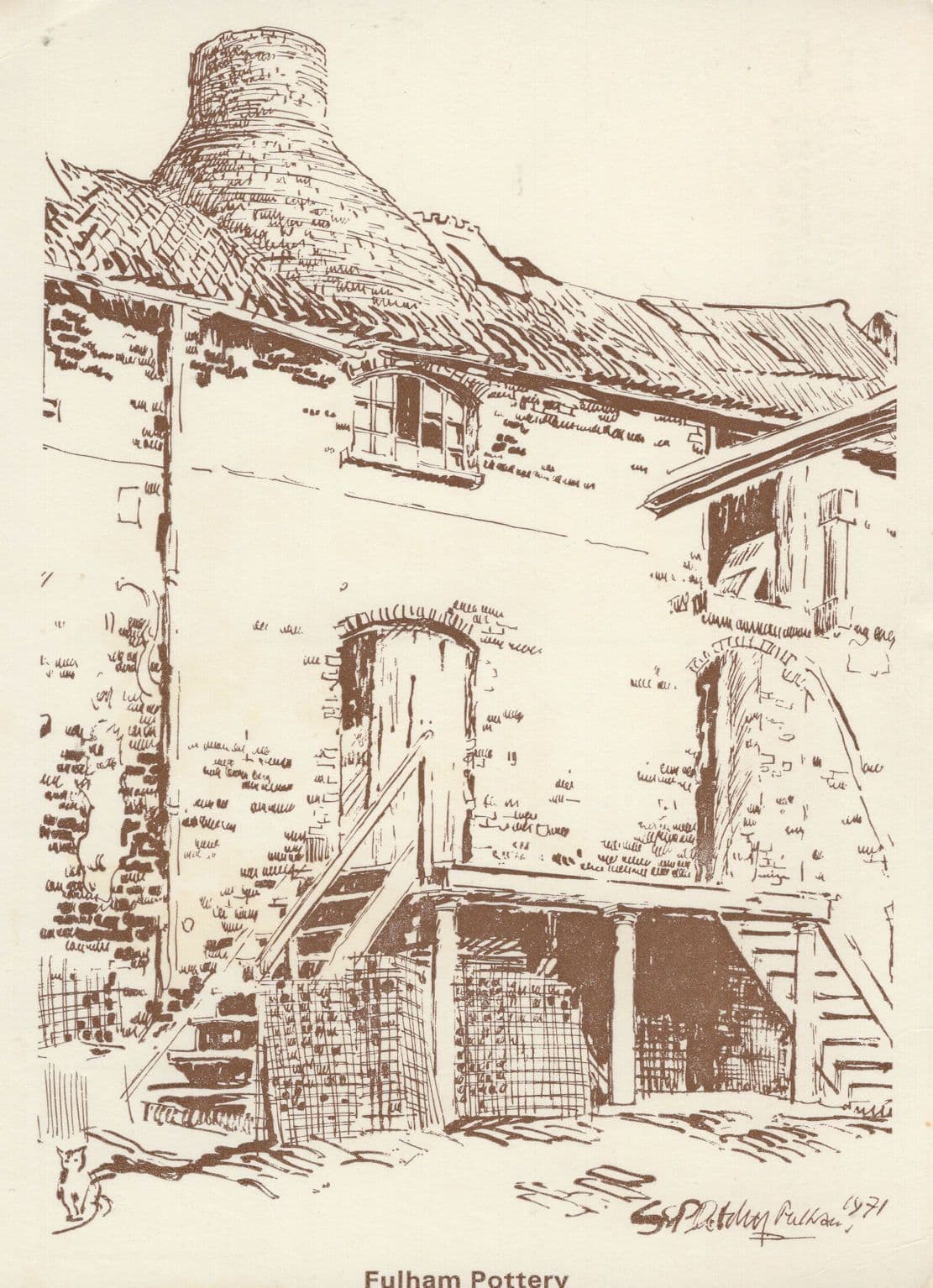 Fulham Pottery Offices Painting Postcard