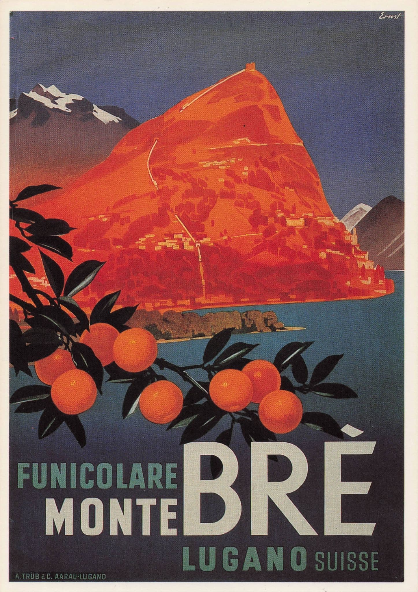 Funicolare Monte Bre Lugano Switzerland Travel Advertising Poster Postcard