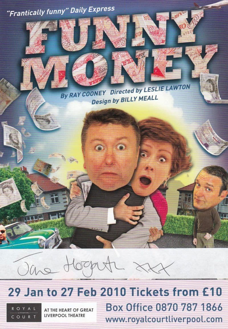 Funny Money Jane Hogarth Liverpool Hand Signed Theatre Flyer