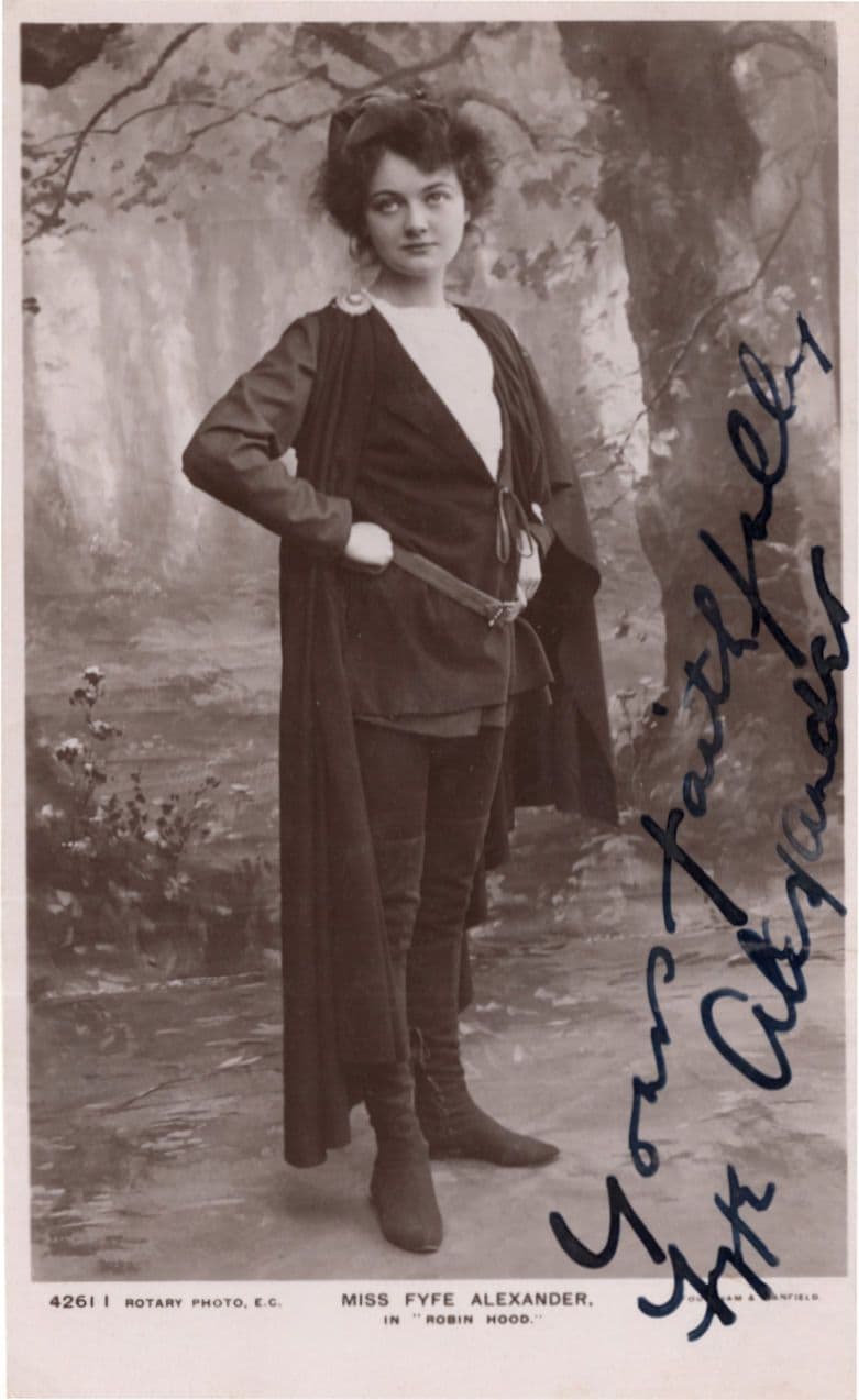 Fyfe Alexander Edwardian Actress As Robin Hood Hand Signed Postcard