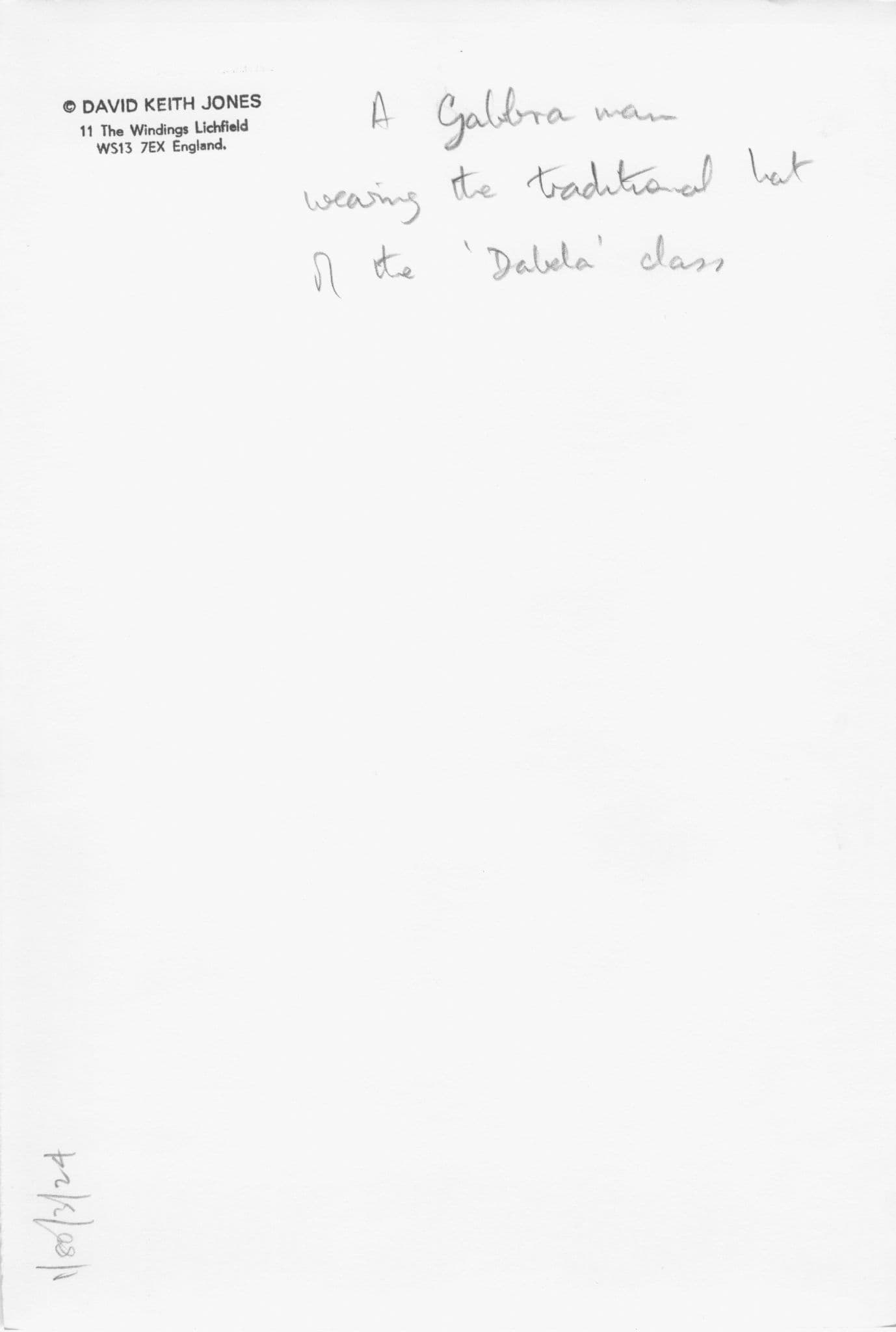 Gabbra Man Wearing Hat of Dabela Class Kenya Vintage African Photo