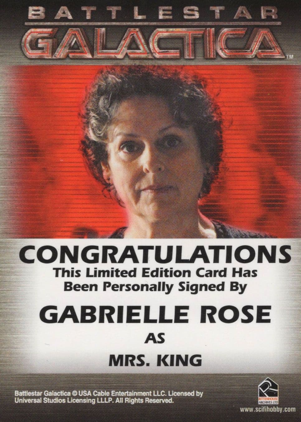 Gabrielle Rose as Mrs King Battlestar Galactica Hand Signed Photo Card