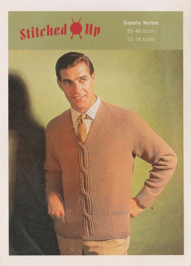 Gaiety Nylon 1970s Mens Crazy Front Pattern Jumper Sewing Postcard