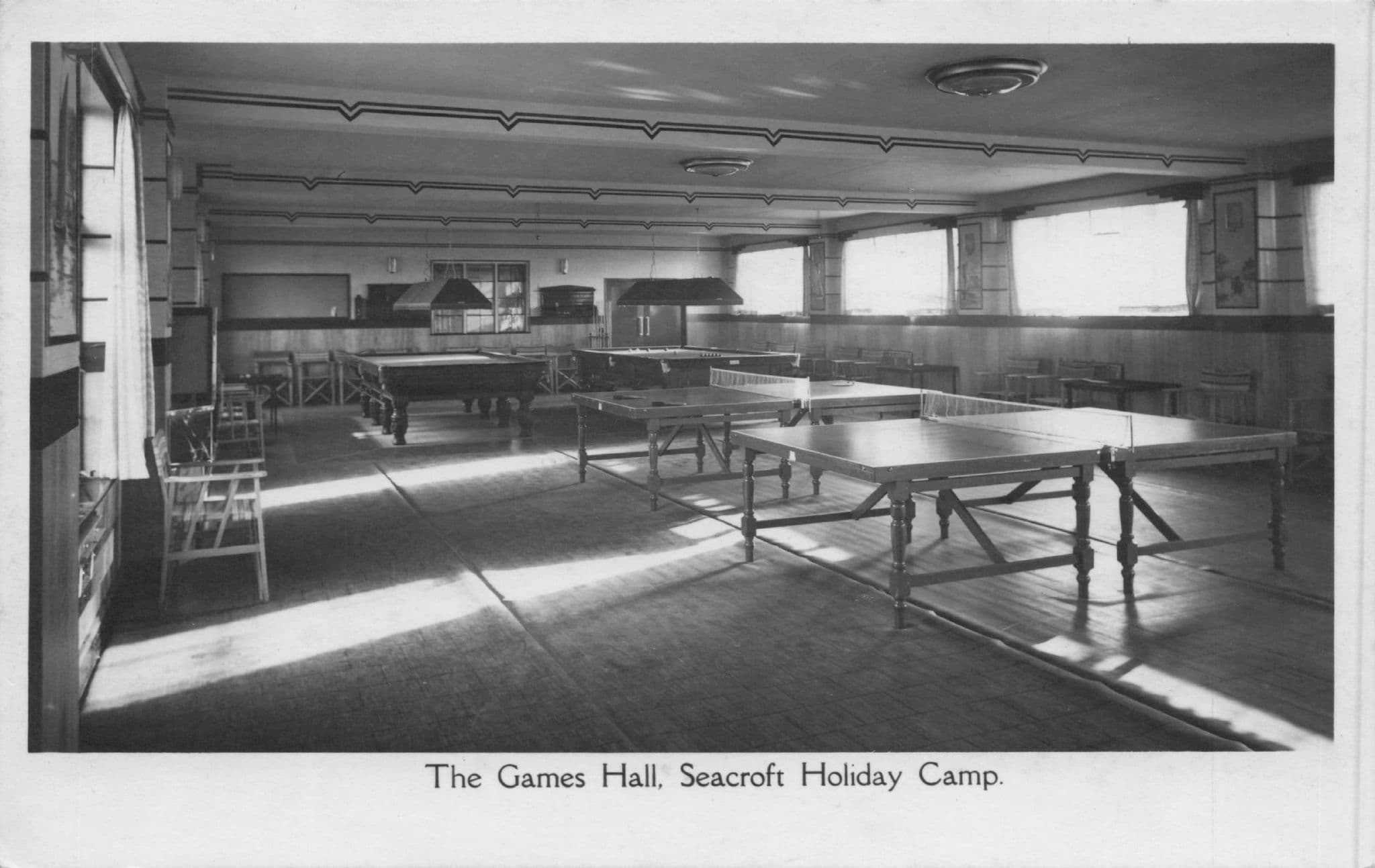 Games Hall Table Tennis Pool Seaford Holiday Camp Norfolk Old Postcard