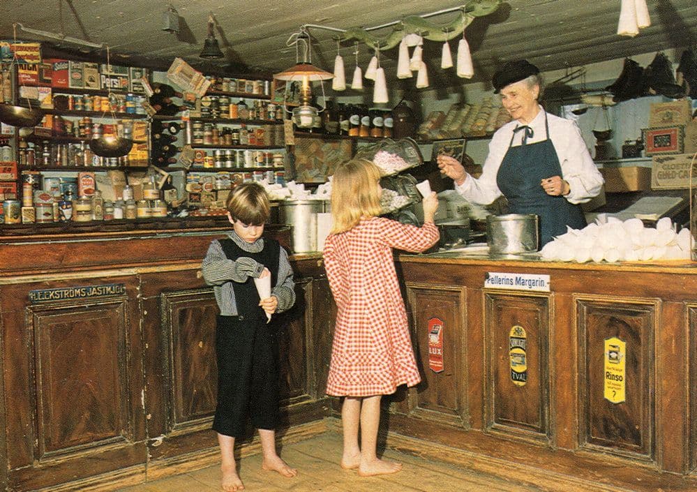 Gamla Linkoping Swedish Sweet Shop Postcard