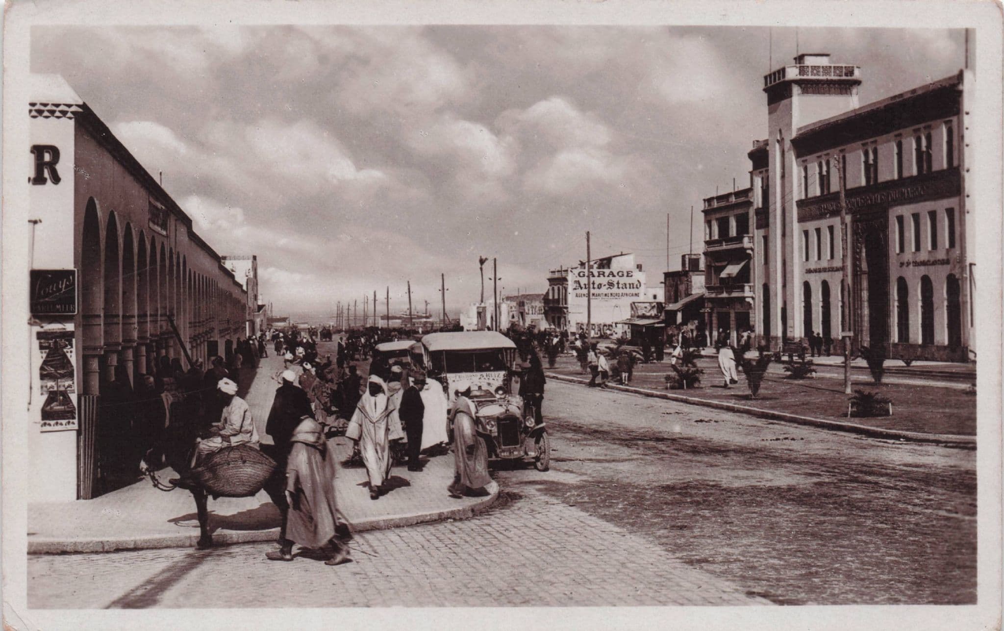 Garage at Zouave 4th Boulevard Casablanca Rare RPC Postcard