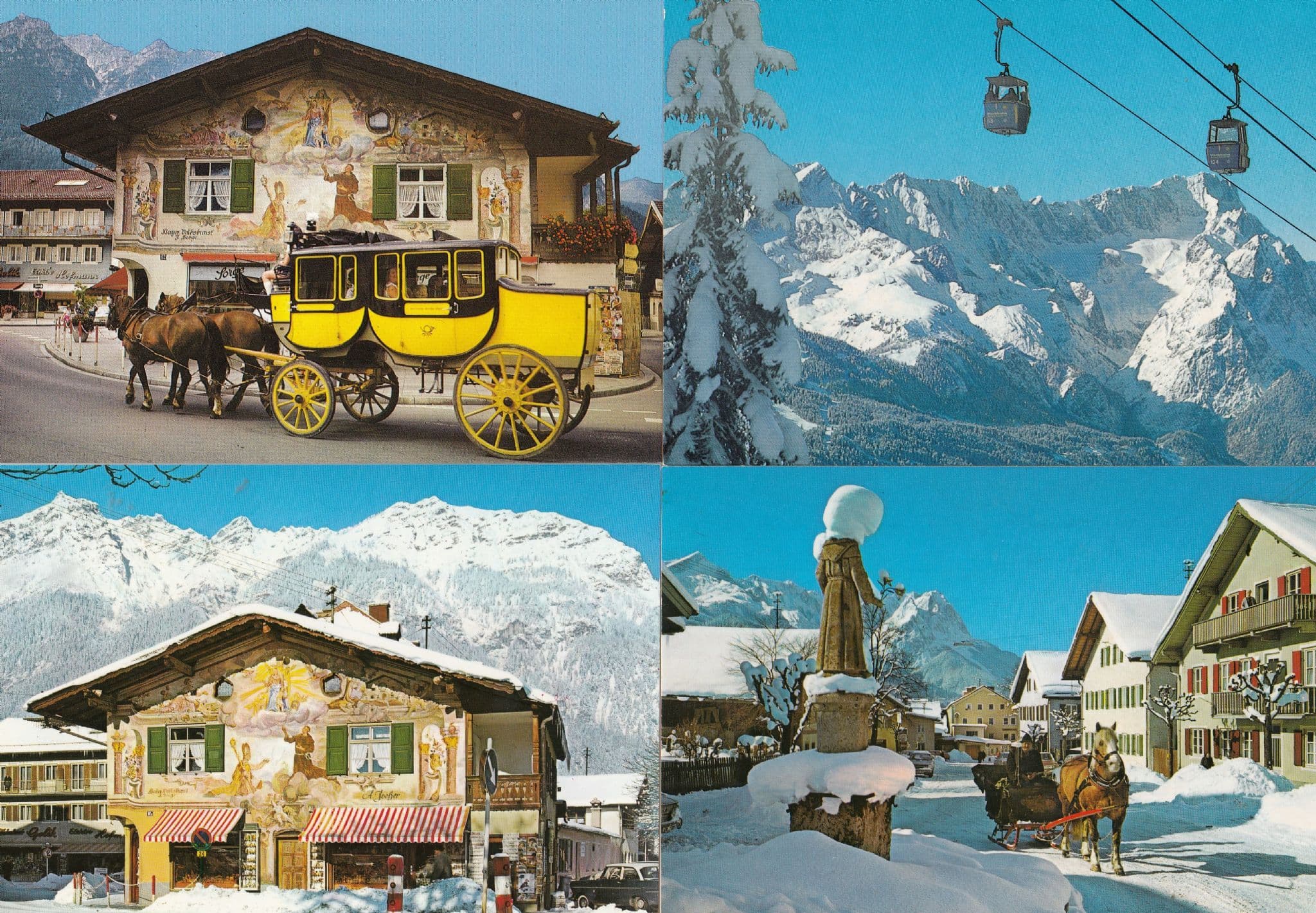 Garmisch Partenkirchen German Ski Resort 4x Transport Postcard s