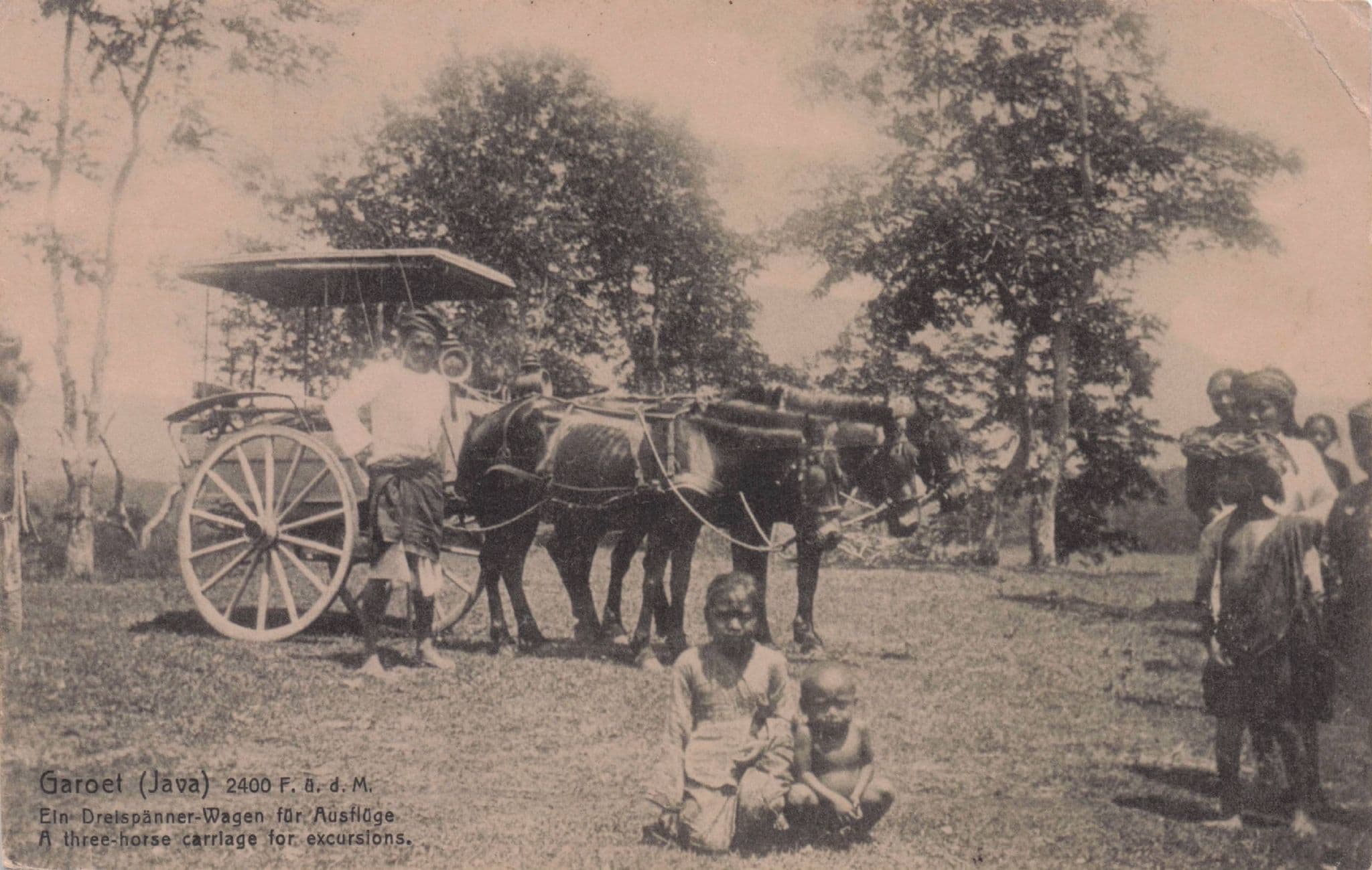 Garoet Java Transport Indonesia Antique Asian Postcard