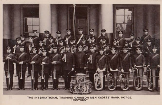 Garrison Mens Cadets Military Brass Band Vintage 1920s Postcard