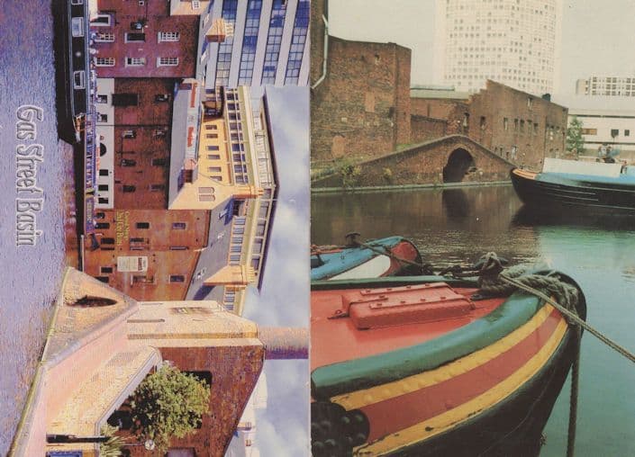 Gas Street Basin Birmingham Canal Shop 2x Boat Postcard s