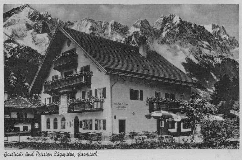 Gasthof und Pension Zugspitze Garmisch Austria Hotel Postcard