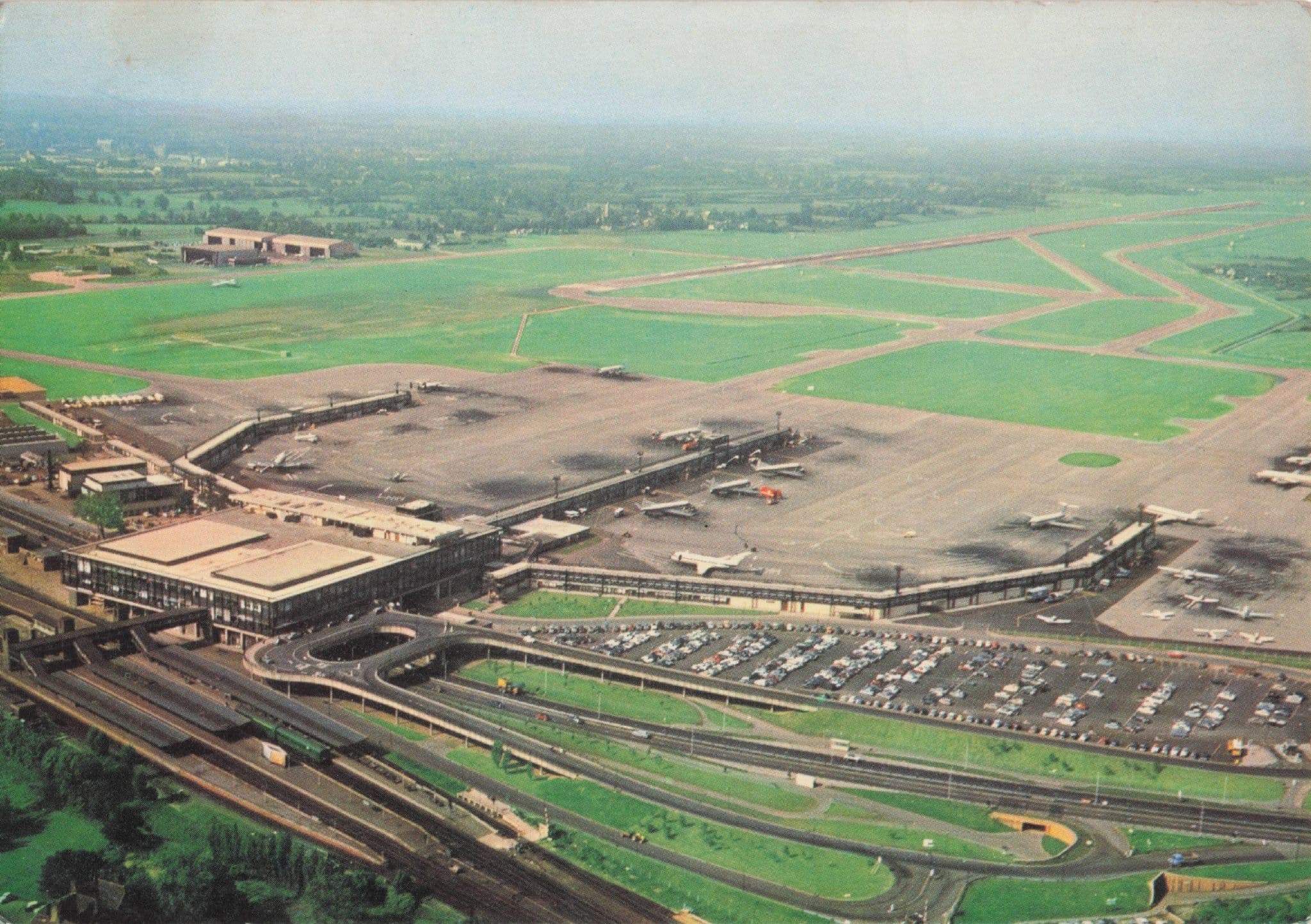 Gatwick Airport 1980s London Aerial Postcard