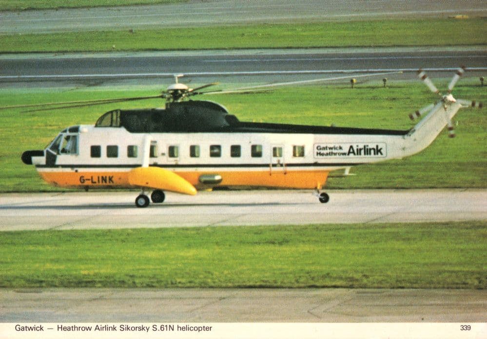 Gatwick Heathrow Airlink Helicopter 1970s Heathrow Airport Postcard