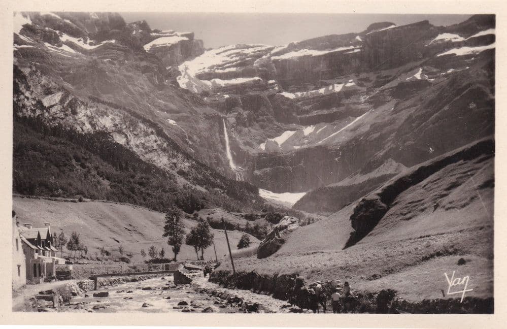 Gavarnie Chaumiere Et La Cirque French Aerial Real Photo Postcard