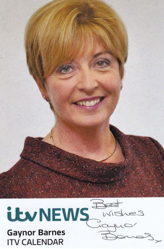 Gaynor Barnes ITV News Newsreader Hand Signed Cast Card Photo