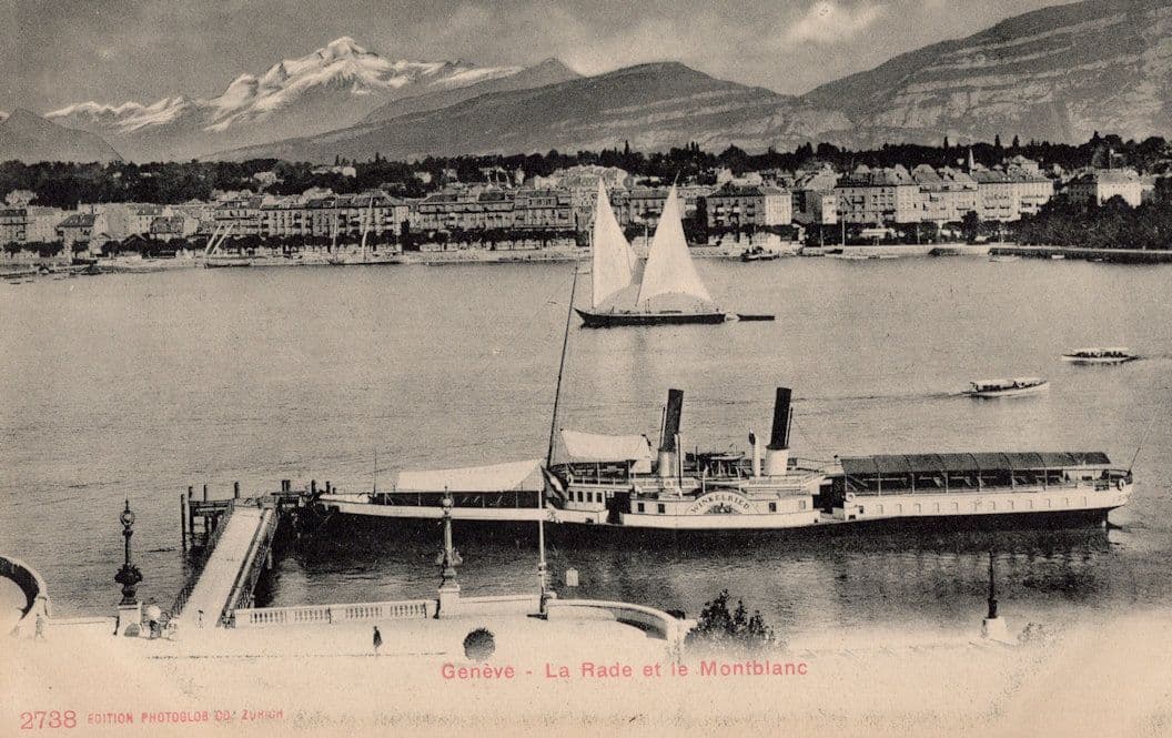 Geneve Winkelreid Steamer Ship La Rade Antique Swiss Postcard