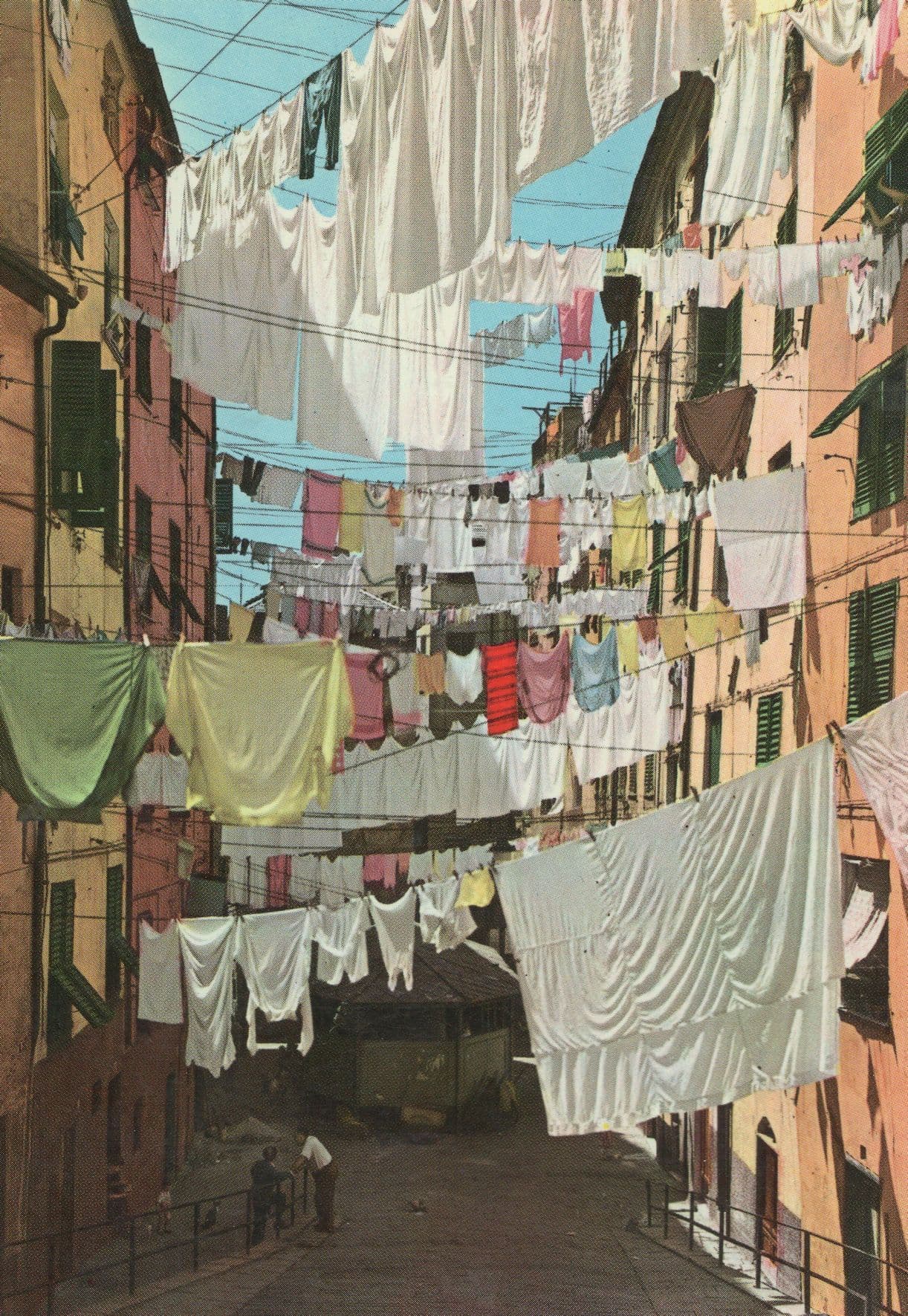 Genova Italian Washing Lines Laundry Postcard