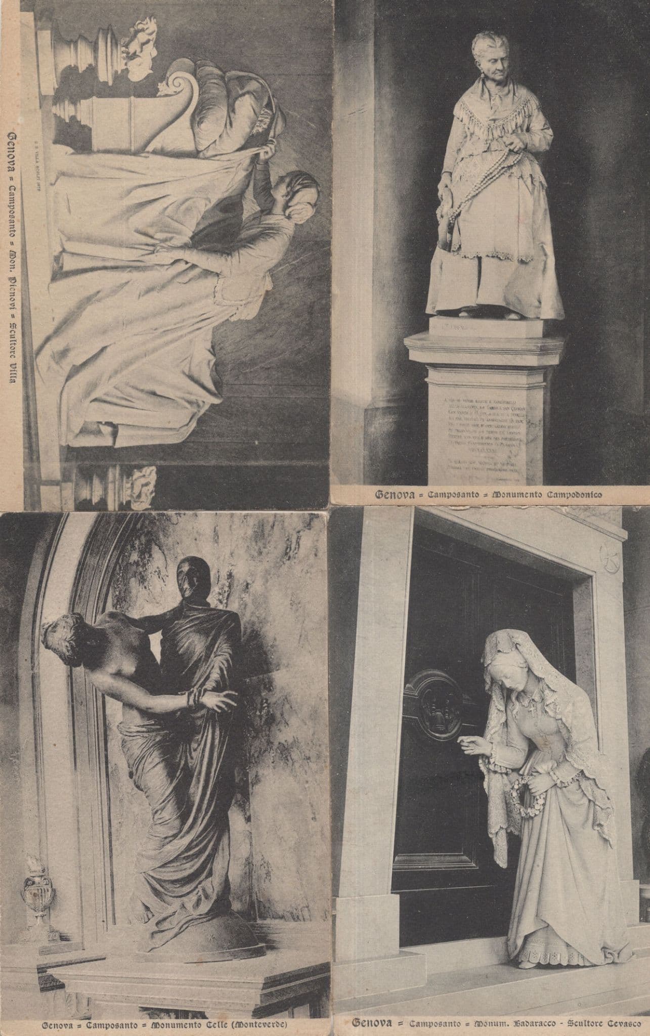 Genova Statues Scultore 4x Old Italy Monument Art Postcard s