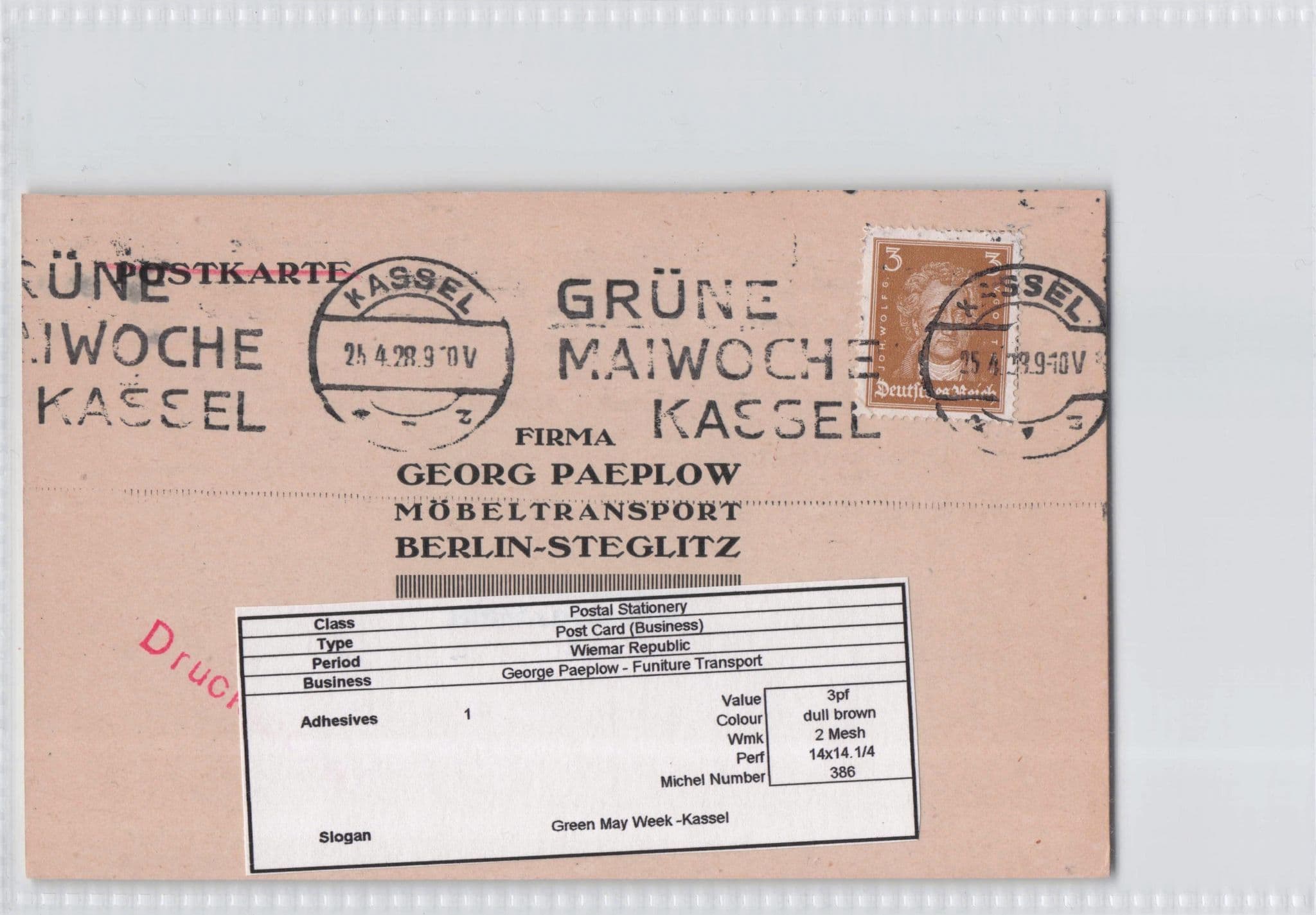 Georg Paeplow Berlin Steglitz Furniture Transport Old German Postcard