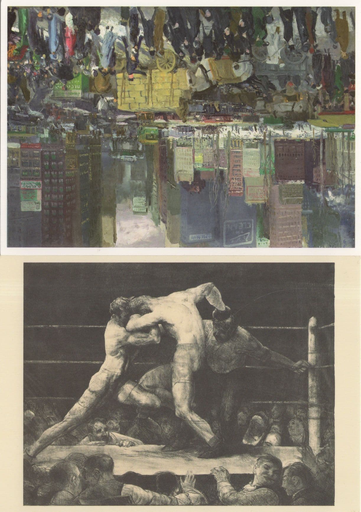 George Bellows A Stag At Sharkeys Royal Academy Boxing 2x Painting Postcard s