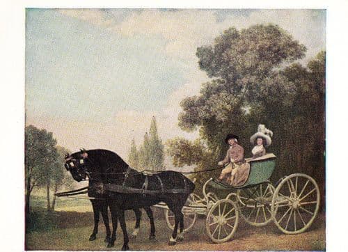 George Stubbs Lady & Gentleman In A Carriage Rare Art Gallery Painting Postcard