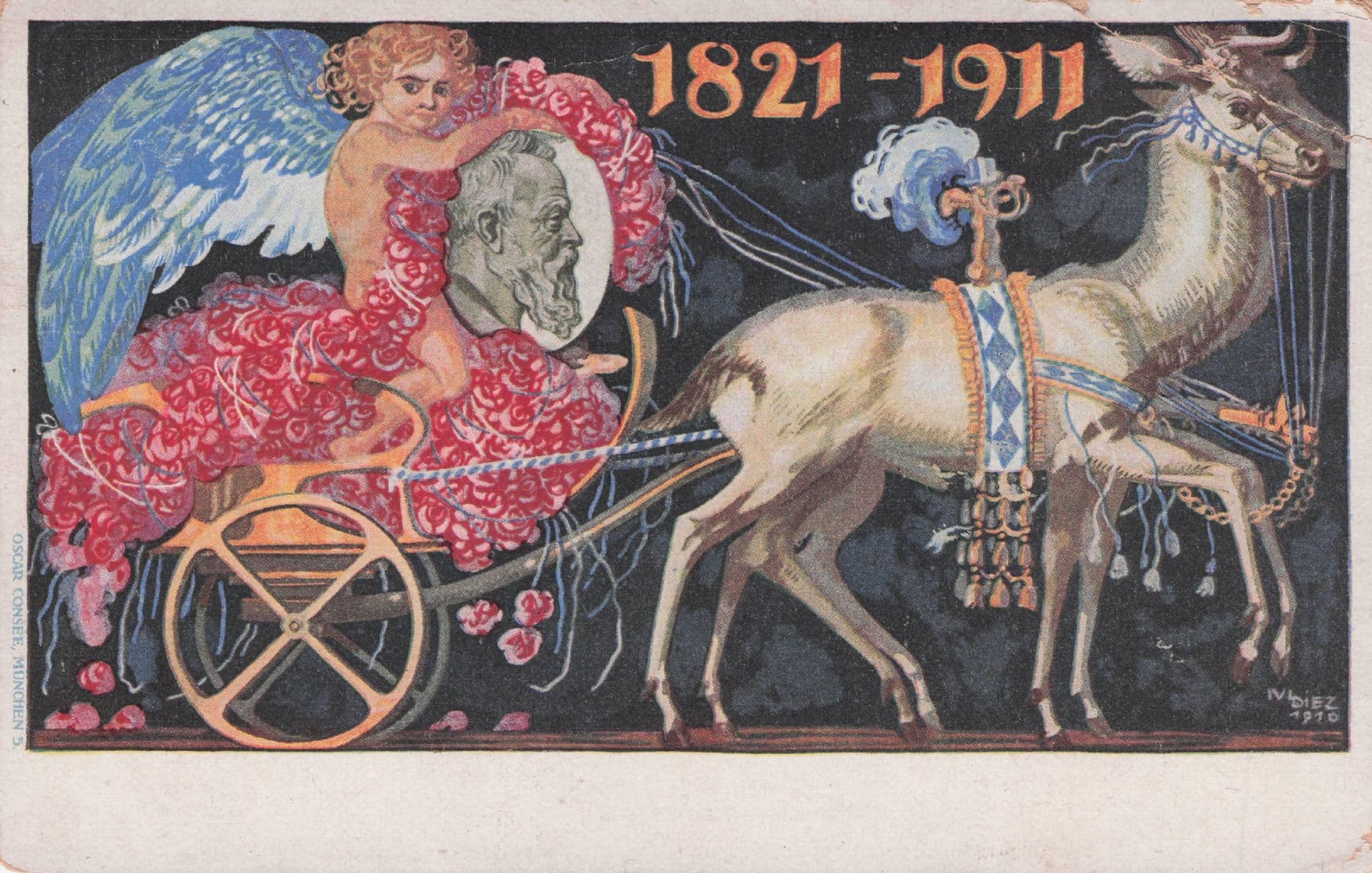 German 1821-1911 Bavarian Prince Luitpold Transport Old Postcard
