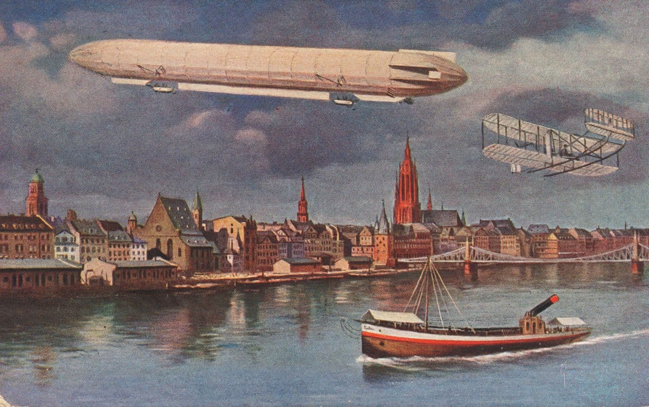 German Airship Colour 1919 Painting Frankfurt Old Postcard