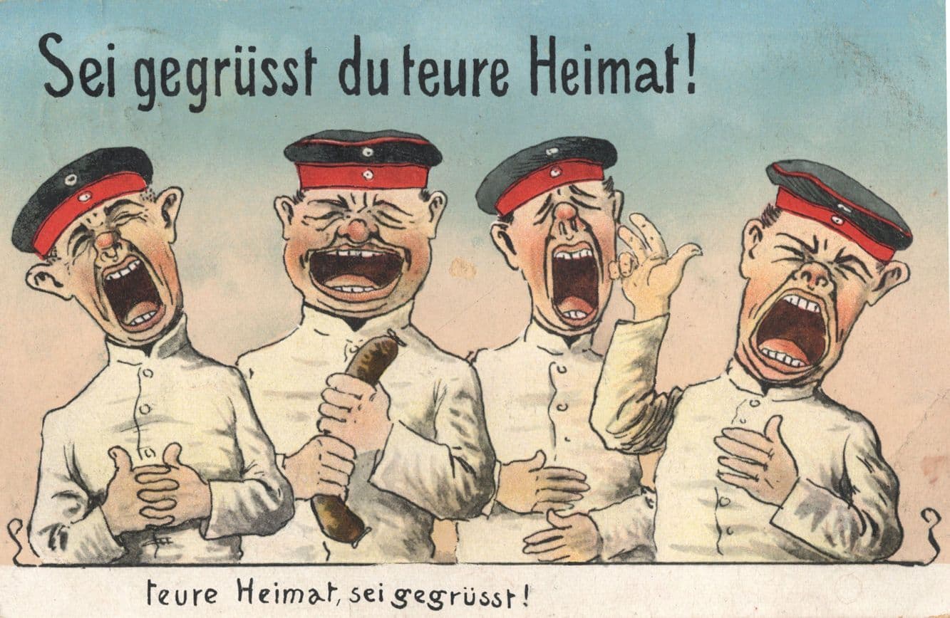 German Choir Sausage Military WW1 Greetings To Homeland Comic Postcard