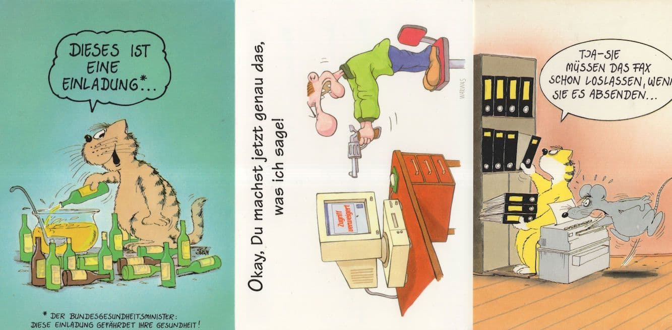 German Collection of 3 Animal & Gun Comic Postcard s