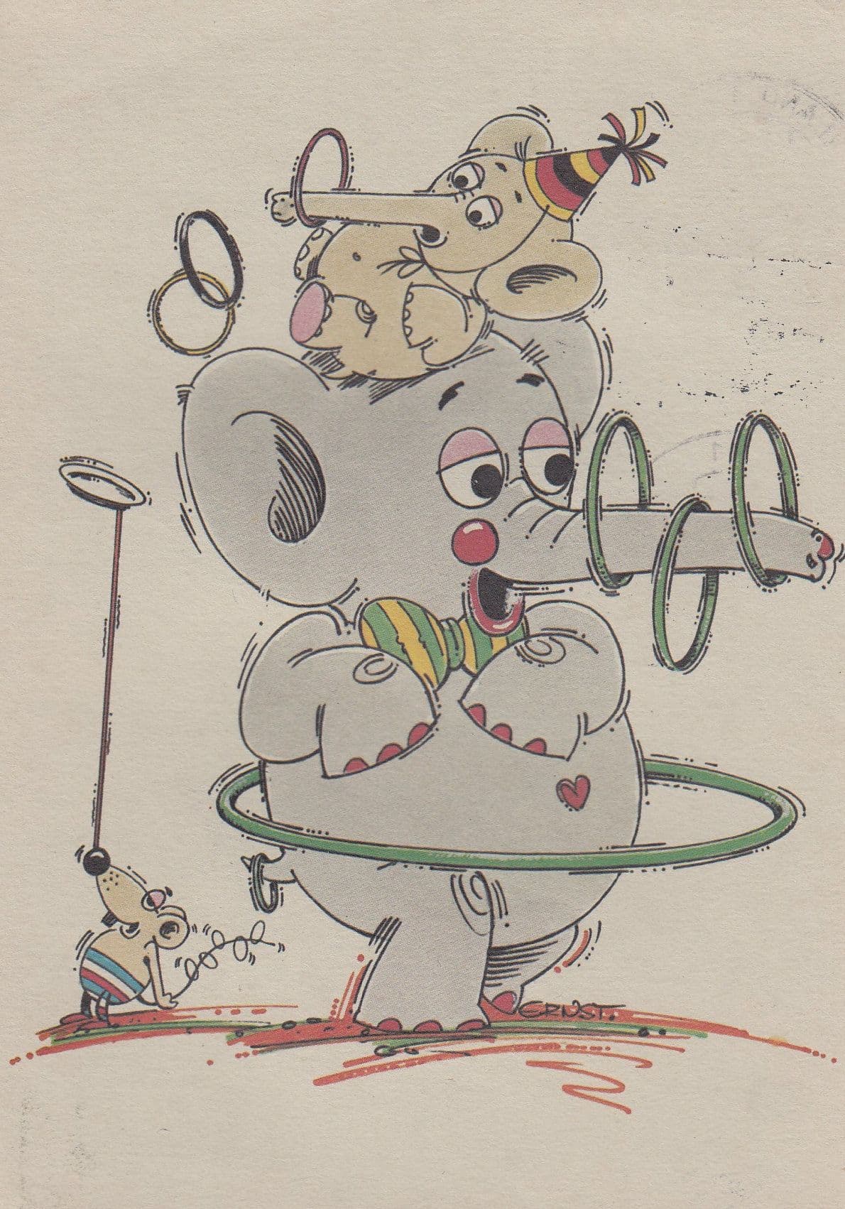 German Dumbo Saurerland Circus Performing Elephant Comic Postcard