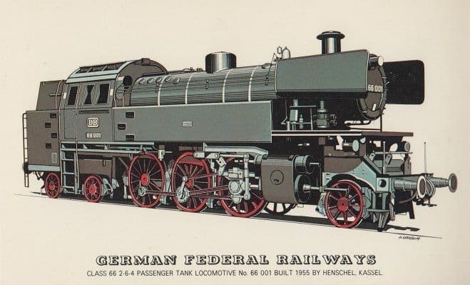 German Federal Railways Henschel Kassel Class 66 Locomotive Train Postcard