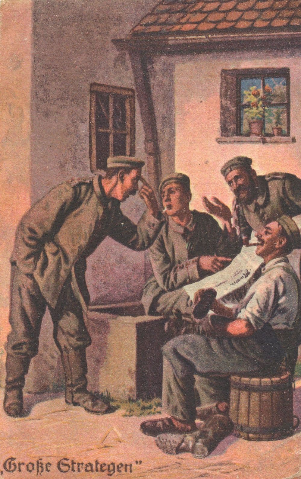 German Gun To Head Finger Sign WW1 Sent From Soldier Postcard