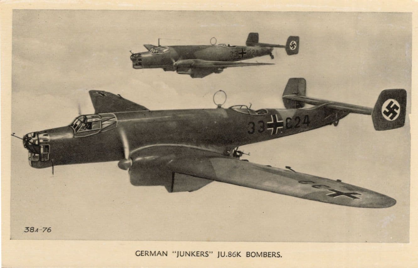 German Junkers Nazi Bomber Planes Valentines Real Photo Aircraft Postcard