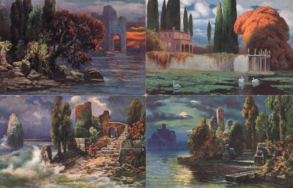 German Marke Egemes Art Castle Bratislava 6x Painting Postcard s