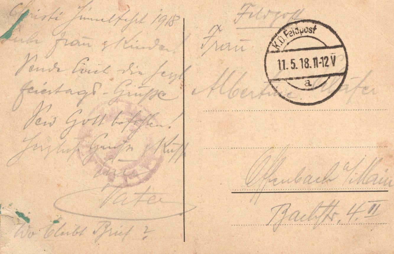 German Military Parade Inspection WW1 Sent By Soldier War Postcard