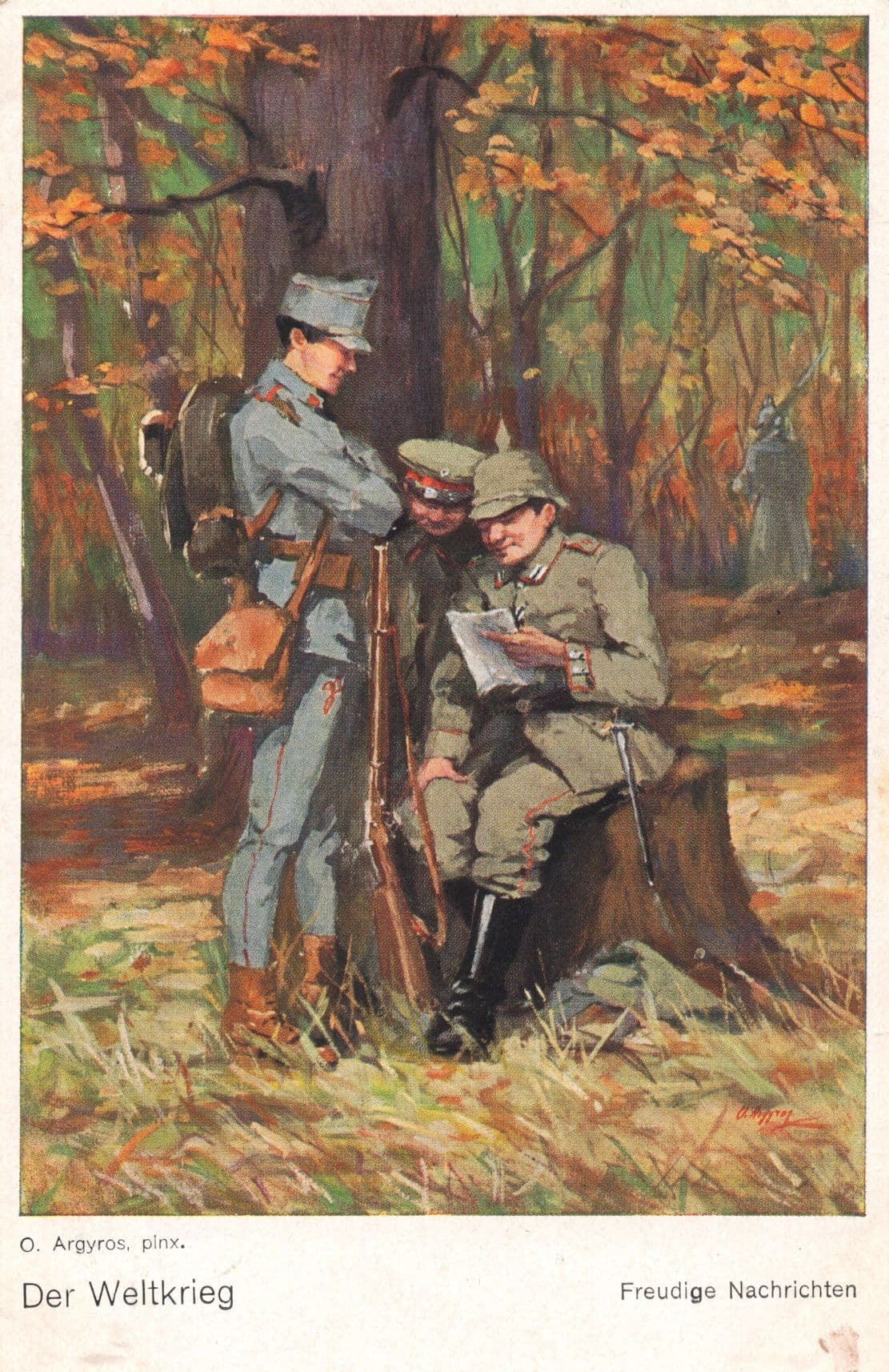 German Military Postman Delivering WW1 Letters To Army Feldpost Postcard