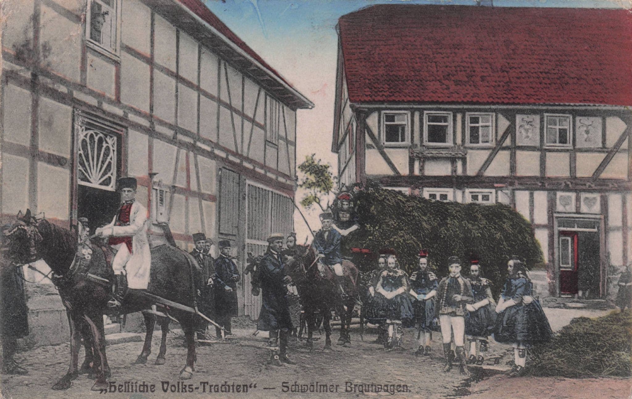 German Mounted Military Costume Procession Volks Trachten Postcard