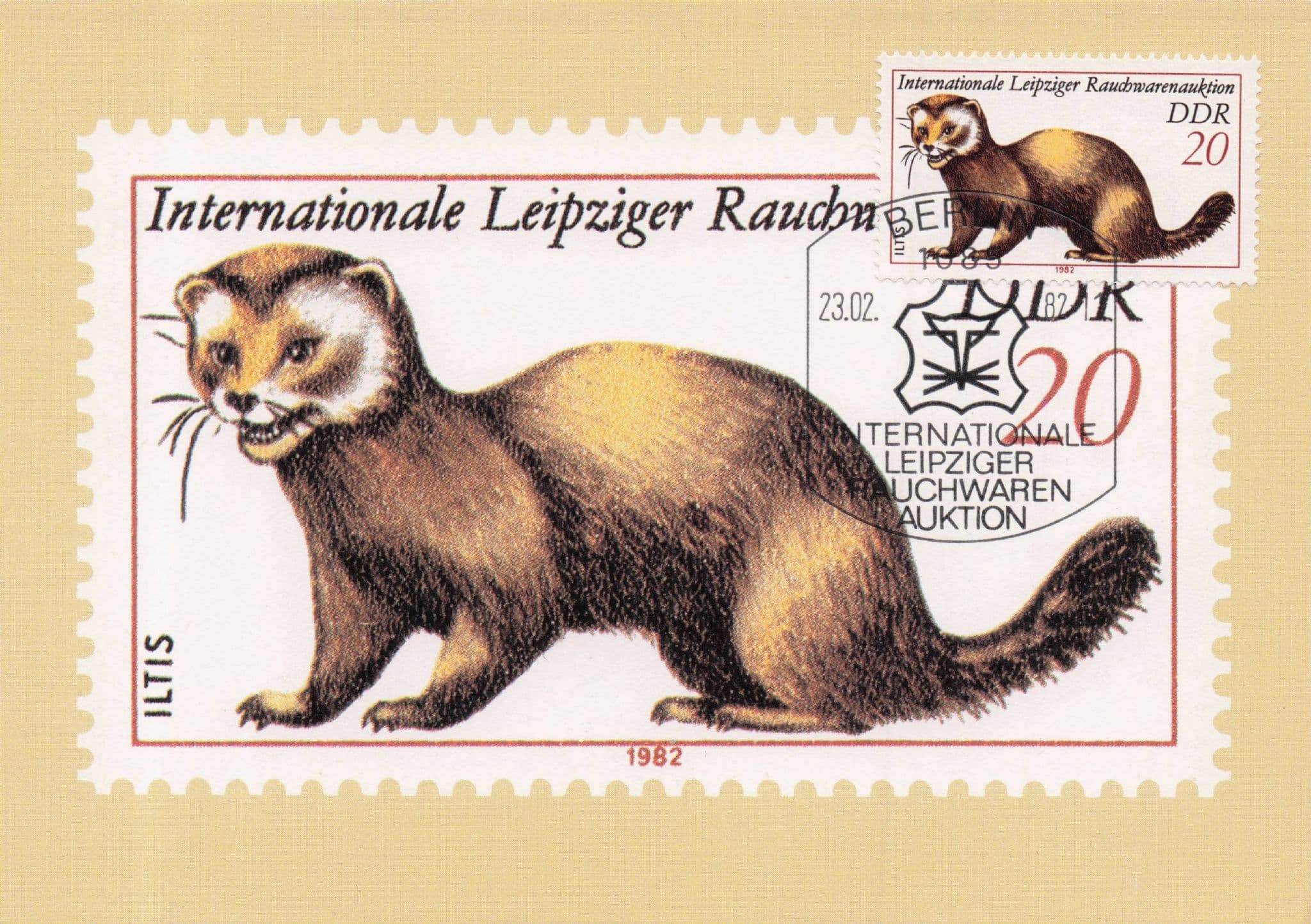 German Otter Iltis Rauchwarenauktion Leipziger FDC Postcard