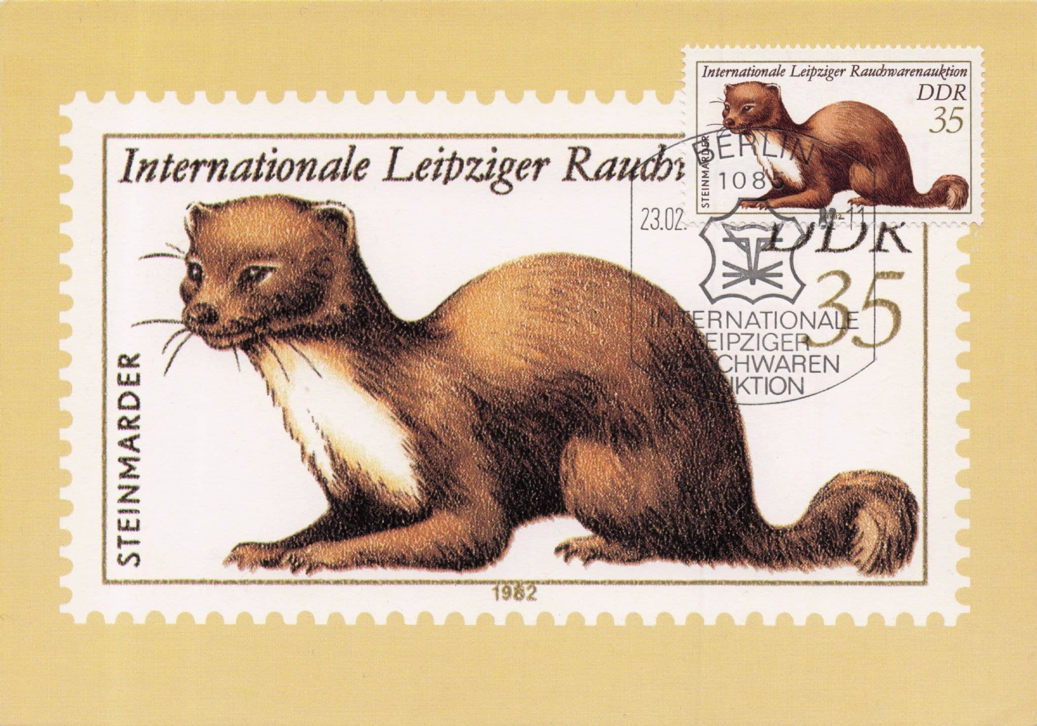 German Otter Steinmarder Murmeltier Rauchwarenauktion Leipziger Rare FDC Postcard