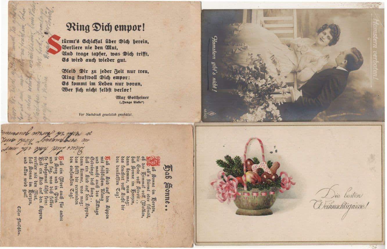 German Poetry Comic Lovers Greetings 4x Old Postcard s