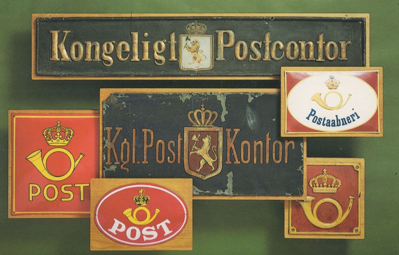 German Postal Signs Metal Plates Rare Post History Postcard