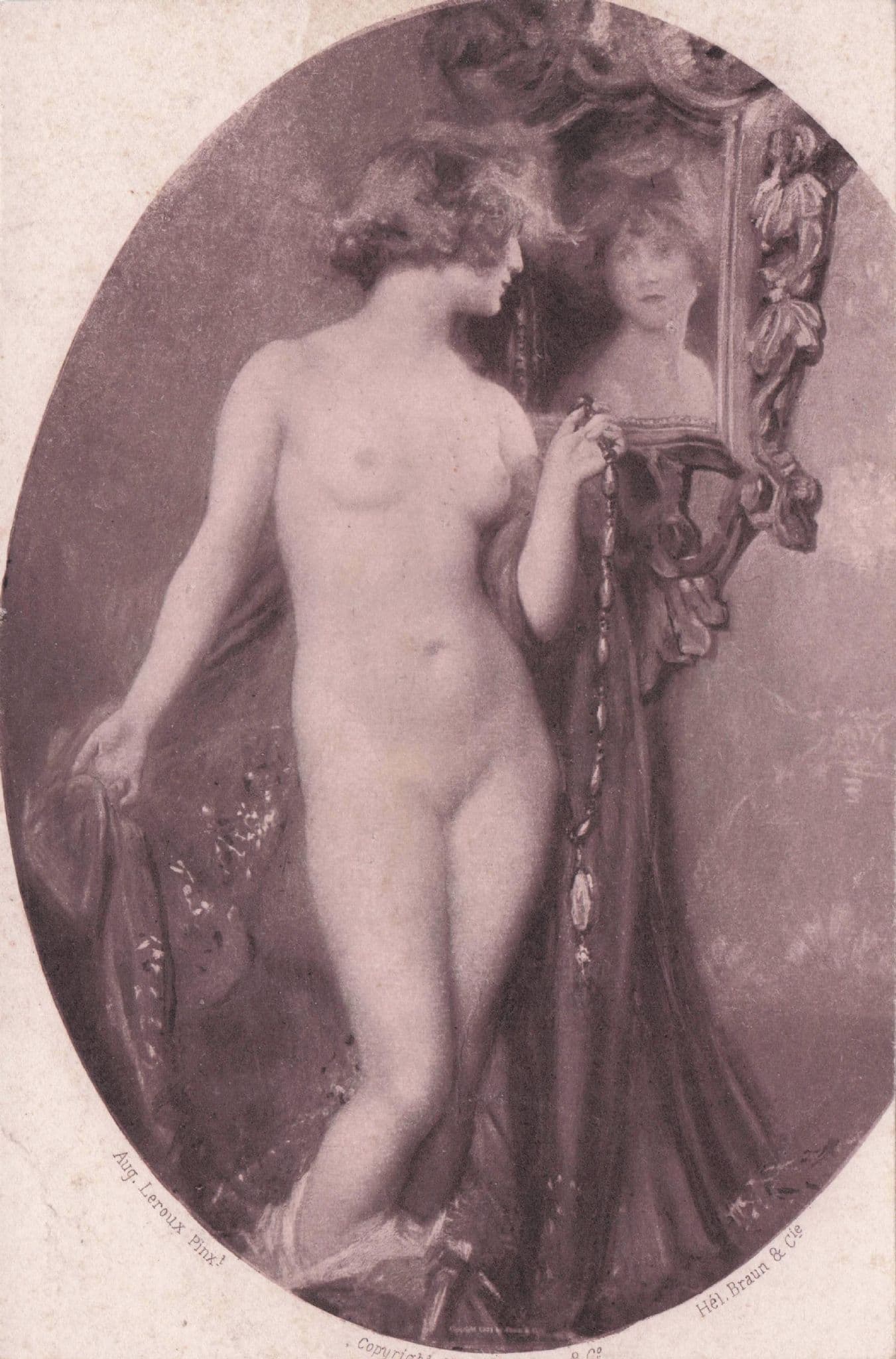 German Risque Nude Lady Antique Painting Plain Back Postcard