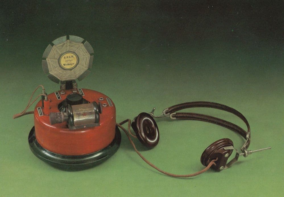 German Rundfunkempfang Antique Radio Headphones Postcard