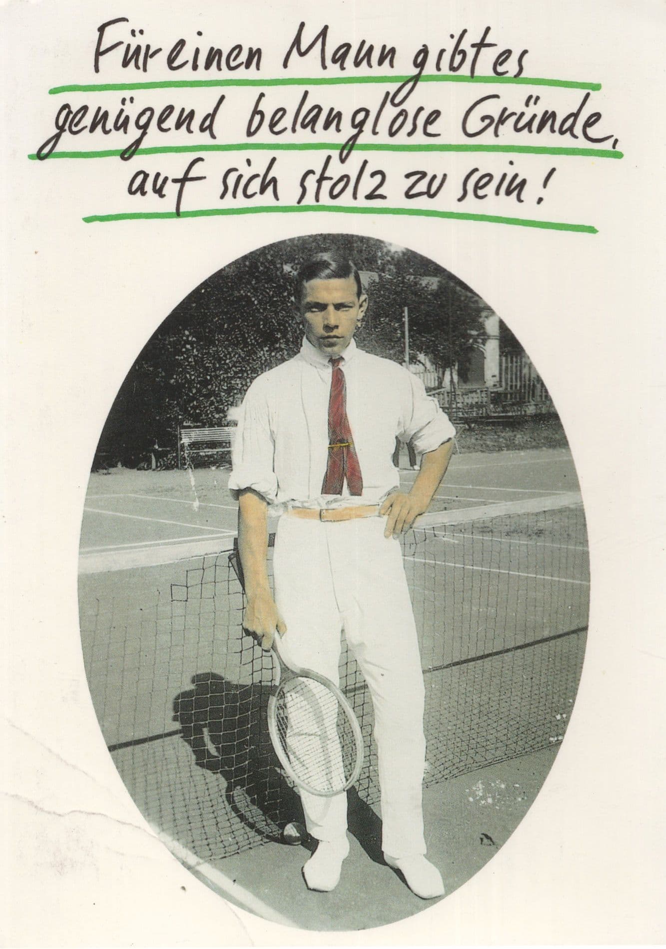 German Tennis Comic Postcard