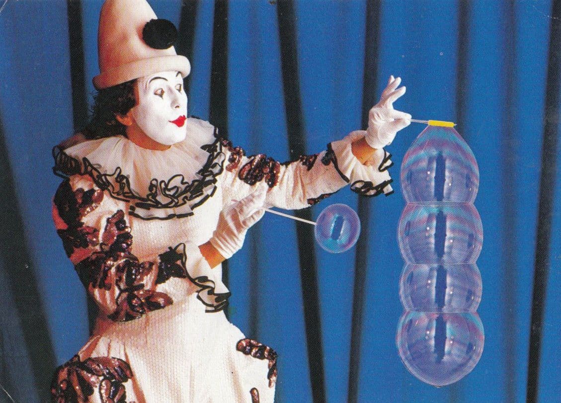 German Theatre Clown Blowing Soap Bubbles Postcard