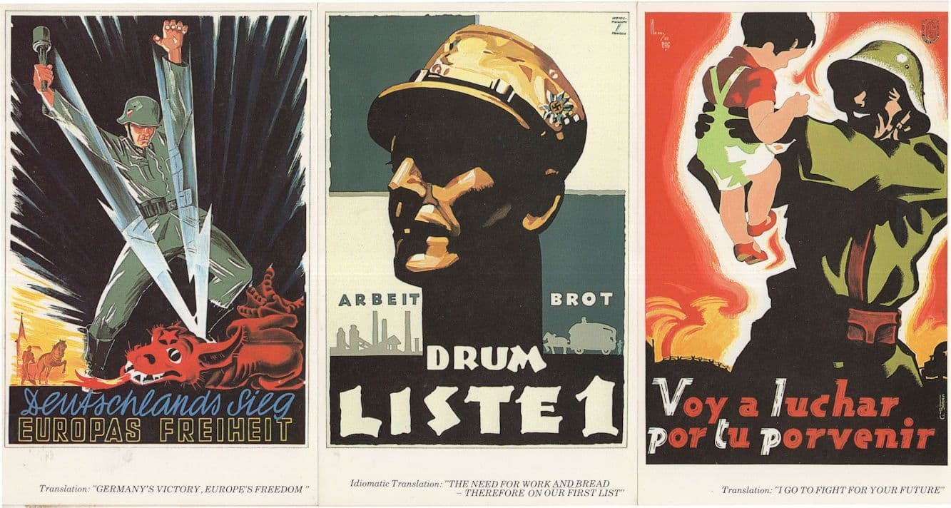 German War Military Work & Bread Poster 3x Postcard s