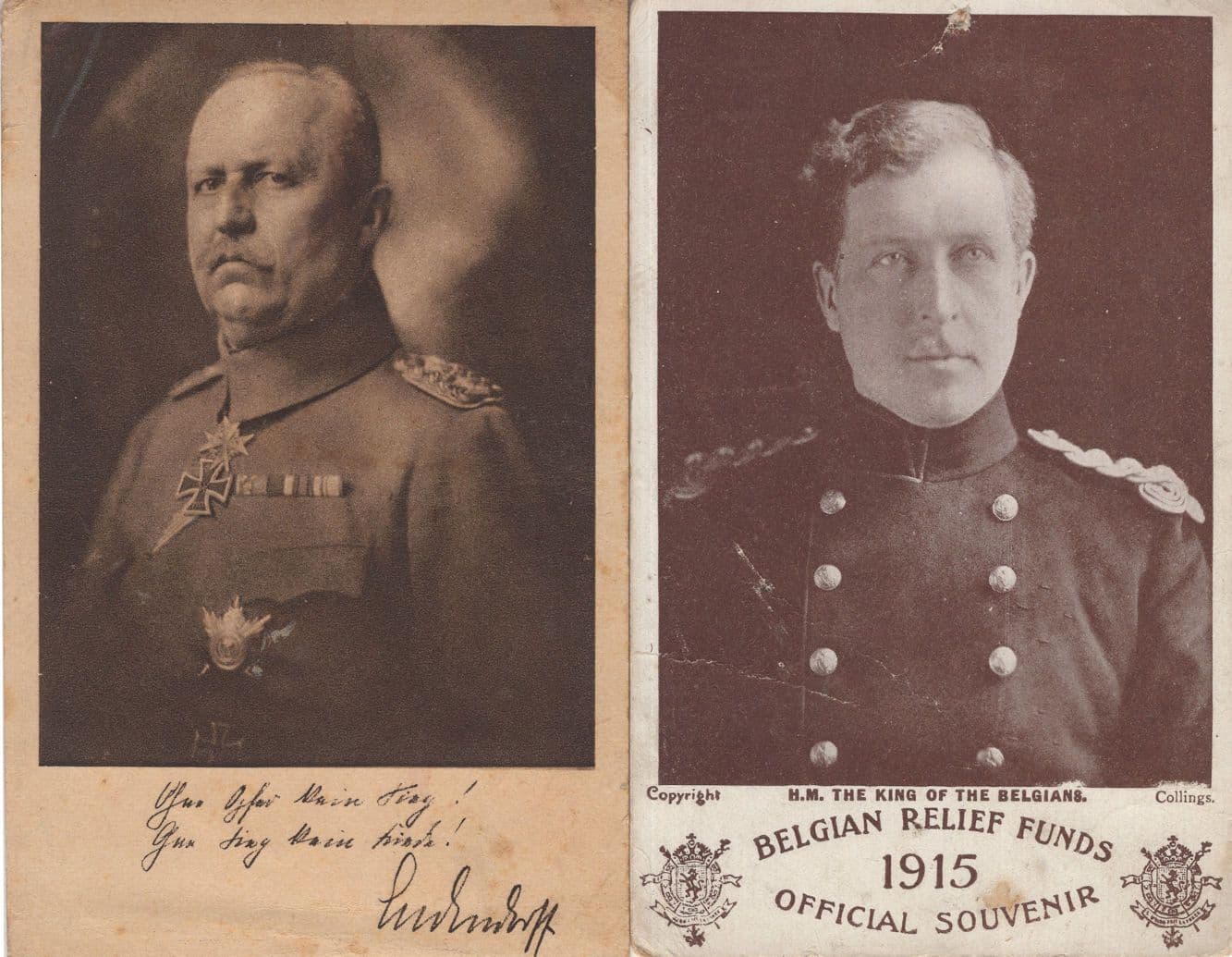 German WW1 1915 Belgian Relief Funds 2x Royal Old Postcard s